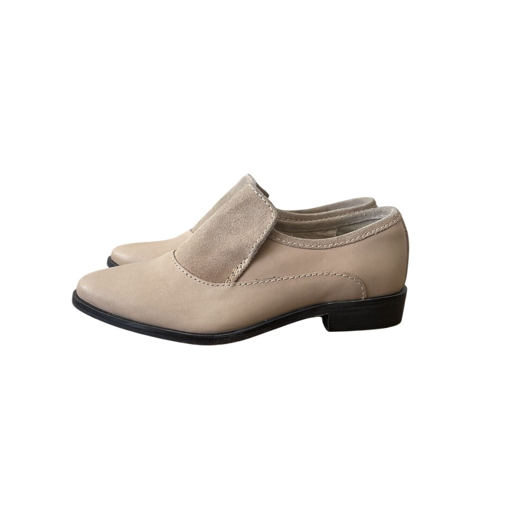 Free People Brady Shoes Slip on‎ Loafers Size 35.5 USL 5 Beige Tan Suede/Leather